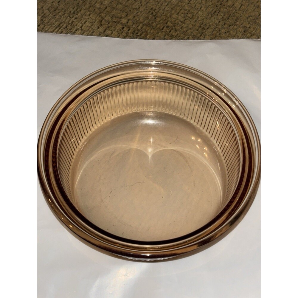 Corning Ribbed Glass Corning Ware Pint Bowl Dish Vintage Amber Gold Brown